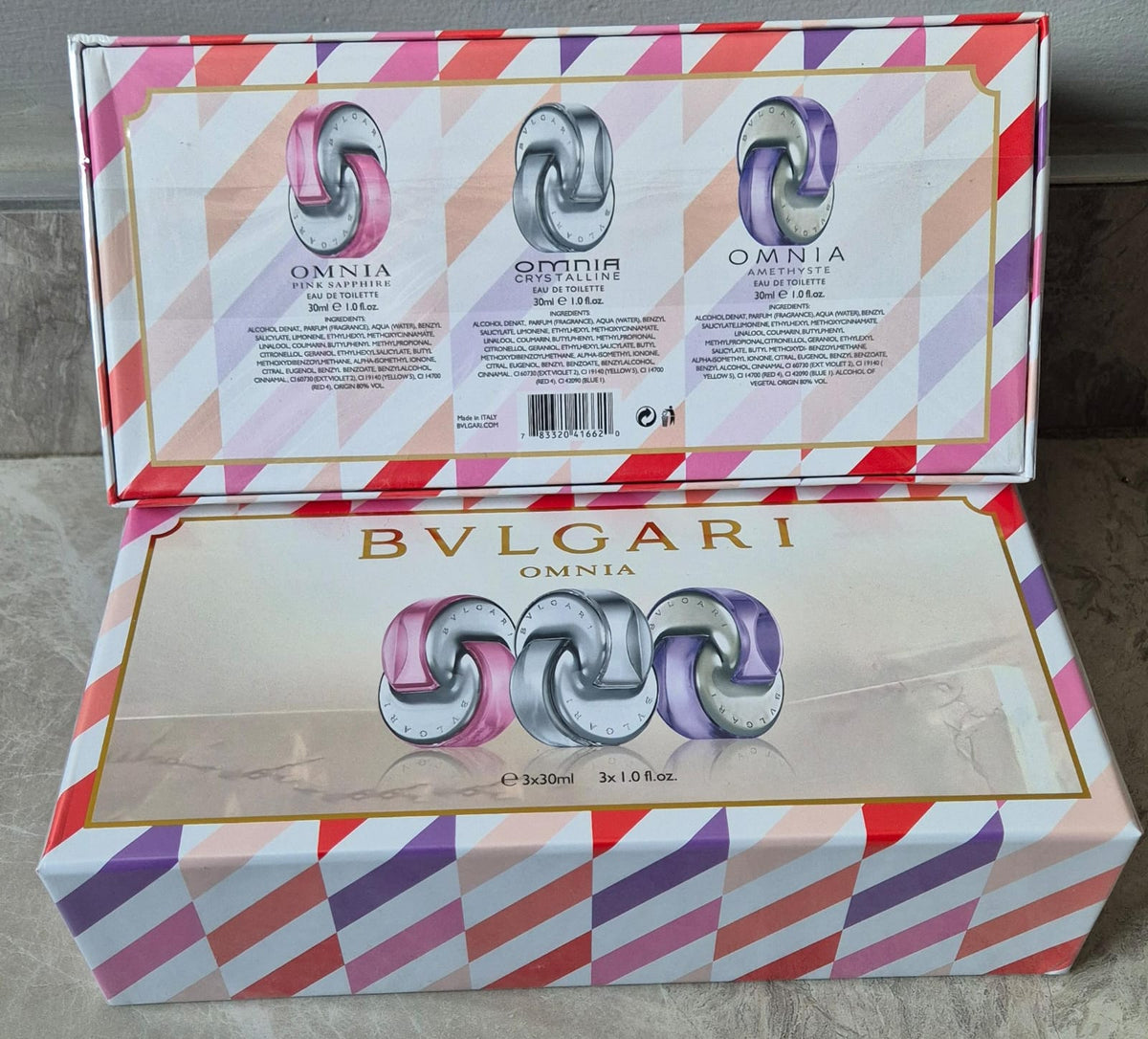 Bvlgari Omnia Set (Striped Box) (3 x 30ml) - Serene Scent South Africa