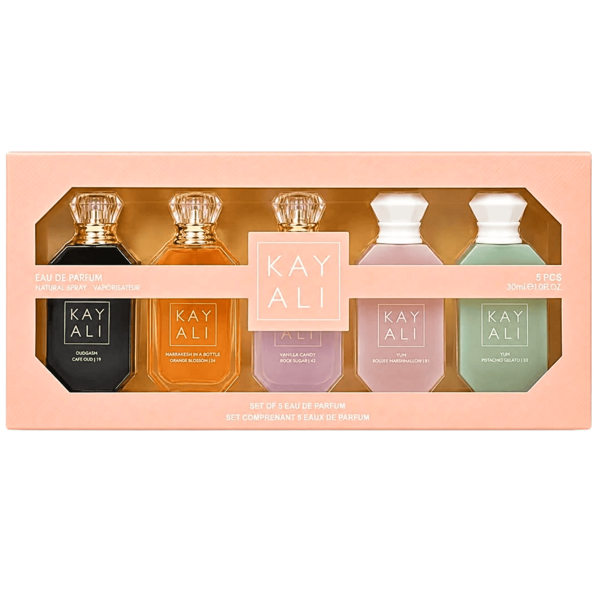 Kayali (Oudgasm Cafe Oud/Marrakesh/Vanilla Candy/Yum Pistachio/Yum Bougee Marshmallow) Set - Serene Scent South Africa